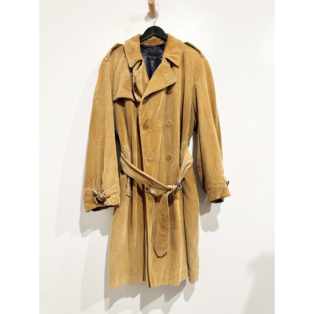 Vintage Abercrombie & Fitch Brown Corduroy Trench Coat Size Large